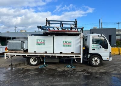 steel bin attached on envo recycling truck